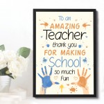 FRAMED Teacher Gift Thank You Poem Gift For Nursery Teacher 