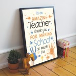 FRAMED Teacher Gift Thank You Poem Gift For Nursery Teacher 