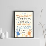 FRAMED Teacher Gift Thank You Poem Gift For Nursery Teacher 