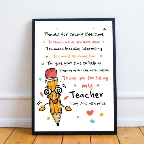 Teacher Gift Thank You Present Best Teacher Poem Leaving School