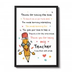 Teacher Gift Thank You Present Best Teacher Poem Leaving School