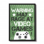 Funny Gaming Framed Print Gaming Sign For Wall Boys Bedroom Sign
