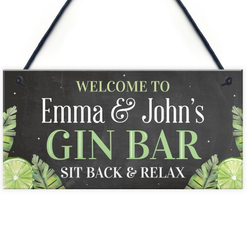 Quirky Gin Bar Sign PERSONALISED Gin Bar Sign Home Bar Signs