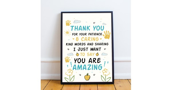Thank You Nursery Teacher Gift Wall Print Leaving School Nursery