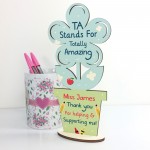 Personalised Teaching Assistant Gift Wood Flower School Nursery