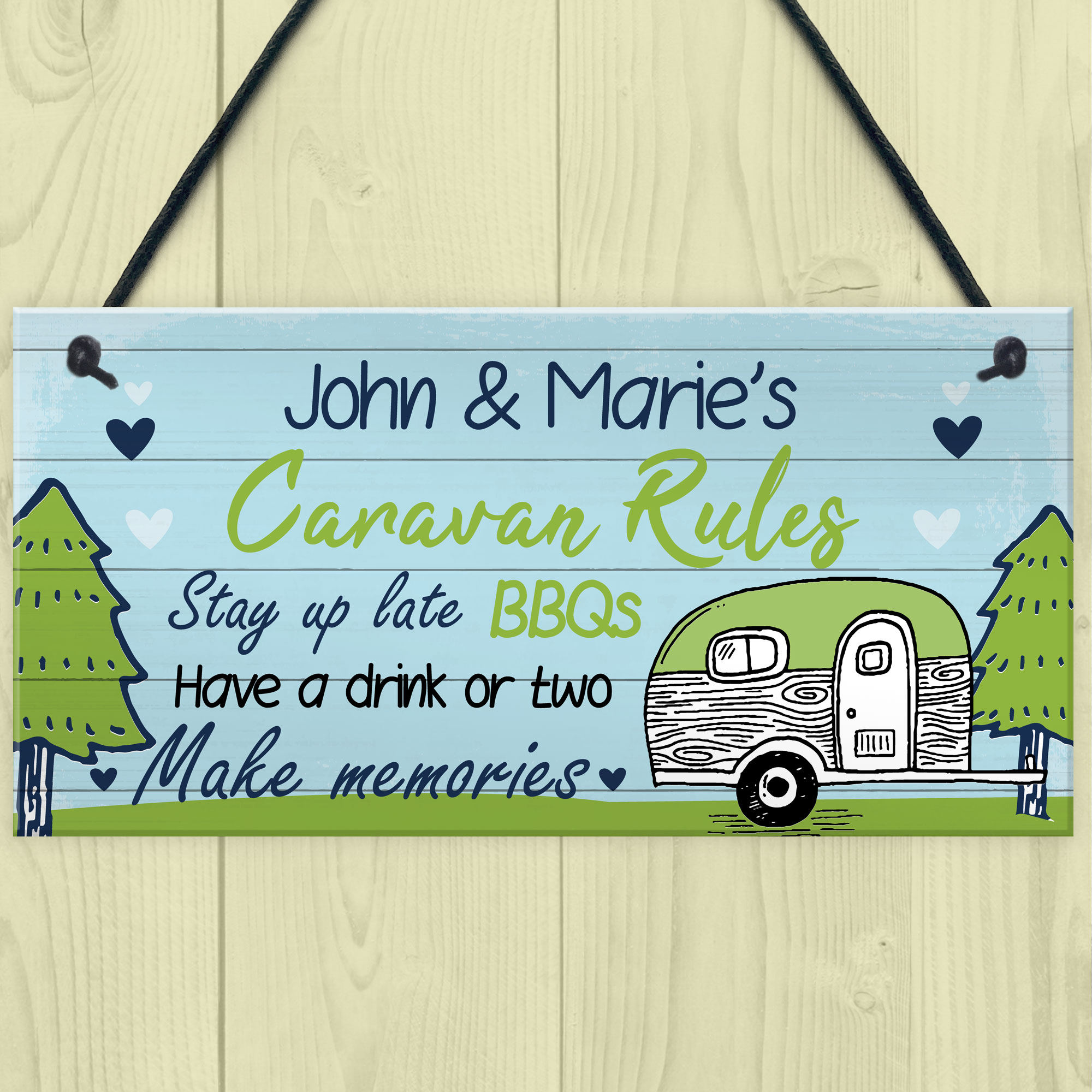 PERSONALISED Caravan Sign Hanging Caravan Rules Sign Novelty