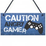 Blue Gaming Sign Hanging Door Plaque Gamer Gift Boys Bedroom 