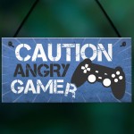 Blue Gaming Sign Hanging Door Plaque Gamer Gift Boys Bedroom 