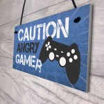 Blue Gaming Sign Hanging Door Plaque Gamer Gift Boys Bedroom 