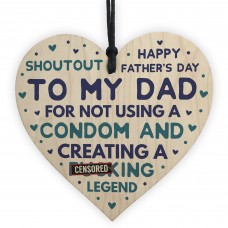Funny Fathers Day Gift Wooden Heart Funny Card For Dad