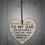 Funny Fathers Day Gift Wooden Heart Funny Card For Dad