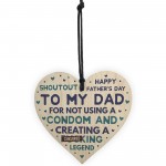 Funny Fathers Day Gift Wooden Heart Funny Card For Dad