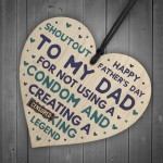 Funny Fathers Day Gift Wooden Heart Funny Card For Dad