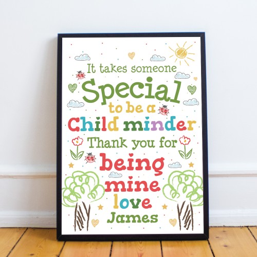 Thank You Childminder Gift Personalised Childminder Framed Print