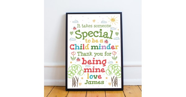 Thank You Childminder Gift Personalised Childminder Framed Print