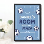 Boys Bedroom Wall Print Frame Personalised Football Gift For Son
