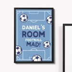 Boys Bedroom Wall Print Frame Personalised Football Gift For Son