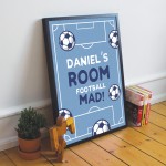 Boys Bedroom Wall Print Frame Personalised Football Gift For Son
