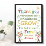 Personalised TEACHER Thank You Gift Class Quote Print Gift 