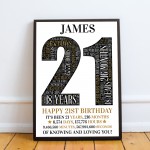 21st Birthday Gift Daughter Son Personalised Word Art Print