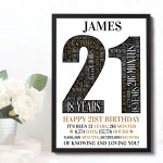 21st Birthday Gift Daughter Son Personalised Word Art Print