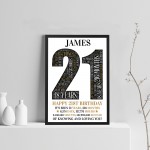 21st Birthday Gift Daughter Son Personalised Word Art Print