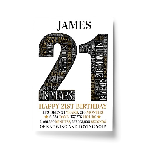 Personalised 21st Birthday Gift For Her 21st Birthday Present