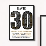 30th Birthday Gift Personalised Word Art Print 30th Accessories