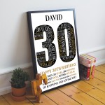 30th Birthday Gift Personalised Word Art Print 30th Accessories