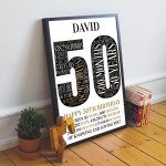 50th Birthday Gift Personalised Word Art Print 50th Birthday Gif