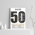 Personalised 50th Birthday Gift 50th Word Art Print 50th Gifts