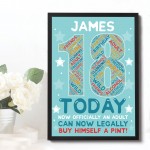 18th Birthday Gift Daughter Son Personalised Word Art Print 