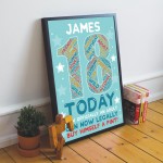 18th Birthday Gift Daughter Son Personalised Word Art Print 