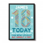 18th Birthday Gift Daughter Son Personalised Word Art Print 