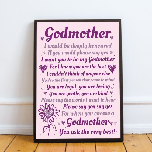 Godmother Photo Frame Godparent Gift Godmother Asking Present