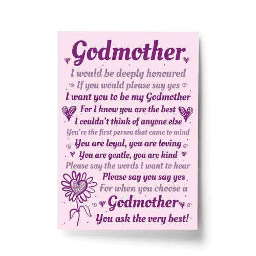 Godmother Print Godparent Gift Godmother Asking Present