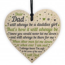 Daddies Girl Wood Heart Fathers Day Gift For Dad Birthday Gifts
