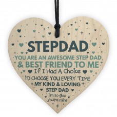 Step Dad Fathers Day Gifts for Best Step Dad Wooden Heart Gift 