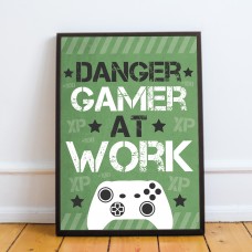 Gamer Gift Gaming Sign Framed Gaming Print Man Cave Sign 