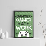 Gamer Gift Gaming Sign Framed Gaming Print Man Cave Sign 