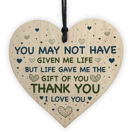 Fathers Day Gift For Step Dad Card From Daughter Son Wood Heart