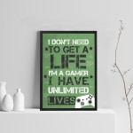 Games Room Decor Gaming Print Framed Gamer Gift For Boys