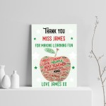Personalised Teacher Gift Thank You Leaving School Nursery Print