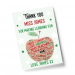 Personalised Teacher Gift Thank You Leaving School Nursery Print