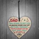 Superhero DAD Fathers Day Gifts Personalised Wooden Heart Gift