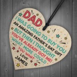 Superhero DAD Fathers Day Gifts Personalised Wooden Heart Gift