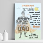 Fathers Day Gift For Dad Personalised Superhero DAD Daddy Art