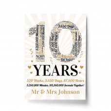 Personalised 10th Wedding Anniversary Word Art Gift For Husband