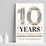 Personalised 10th Wedding Anniversary Word Art Gift For Husband