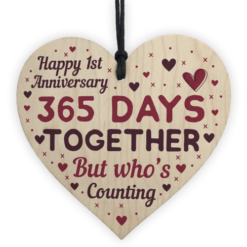 Handmade Heart Plaque Gift Celebrate 1st Wedding Anniversary